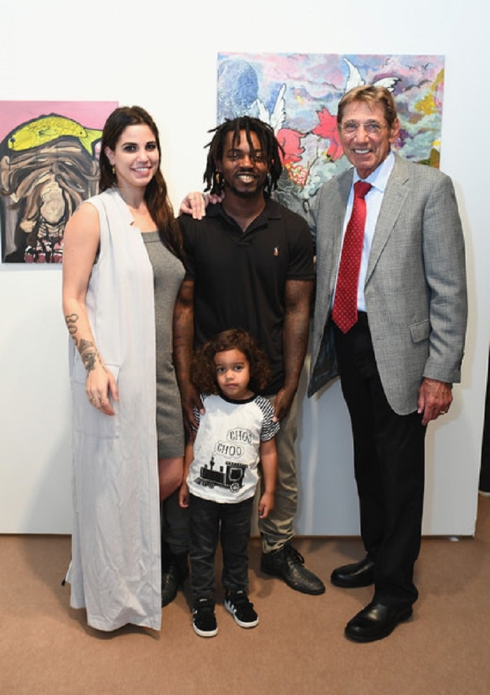 Olivia Namath Baker with her husband, daughter and father.